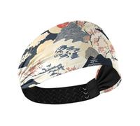 Fascia elastica per capelli in stile giapponese con alberi di fiori e montagna rinfrescante per il sudore, da donna, per uso quotidiano, allenamenti di tennis, lavaggio viso