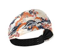 Fascia elastica per capelli in stile giapponese, con alberi e montagna, antiscivolo, per pallavolo, escursionismo, calcio, basket