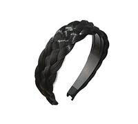 Fascia elastica per capelli intrecciata, per donne e ragazze, colore nero