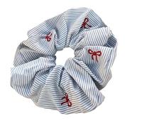 Fascia elastica per capelli ricamata con fiocchi rossi a strisce per adulti e ragazze, accessorio per capelli leggero e confortevole