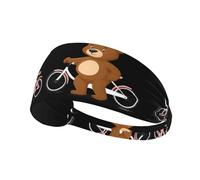 Fascia elastica per capelli sportiva BROLEO Little brown bear next to the bicycle Stampe Morbida, traspirante, ad asciugatura rapida