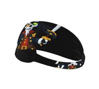 Fascia elastica per capelli sportiva BROLEO Pirate con un occhio solo stampe fantasma morbido, traspirante, ad asciugatura rapida