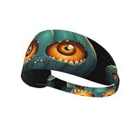 Fascia elastica per capelli sportiva BROLEO Pumpkin mostro mangiare bulbi oculari Stampe morbide, traspiranti, ad asciugatura rapida