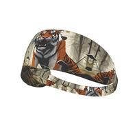 Fascia elastica per capelli sportiva BROLEO Serious Tiger stampa ad asciugatura rapida, traspirante