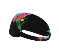 Fascia elastica per capelli sportiva con fiori YYHWHJDE sotto l'ombrello, asciugatura rapida, traspirante