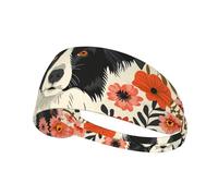 Fascia elastica per capelli sportiva HYTTER Border Collie Florals Picture Spandex, morbida, traspirante, ad asciugatura rapida