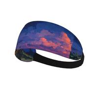 Fascia elastica per capelli sportiva HYTTER fragole sotto il cielo stellato in spandex, morbido, traspirante, ad asciugatura rapida