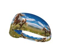 Fascia elastica per capelli sportiva HYTTER Horses on the Prairie Picture Spandex, morbida, traspirante, ad asciugatura rapida