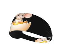 Fascia elastica per capelli sportiva HYTTER Little Mouse in the Eggshell Picture Spandex, morbida, traspirante, ad asciugatura rapida