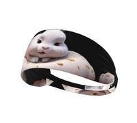 Fascia elastica per capelli sportiva HYTTER Little Rabbit Sleeping on the Stars Picture Spandex, morbida, traspirante, ad asciugatura rapida