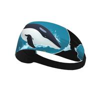 Fascia elastica per capelli sportiva HYTTER Whale in the Ring Picture Spandex, morbida, traspirante, ad asciugatura rapida