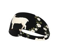 Fascia elastica per capelli sportiva JKIEGOQ Lamb in the Flowers stampata spandex, morbida, traspirante, ad asciugatura rapida