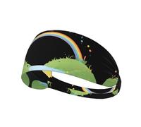 Fascia elastica per capelli sportiva JKIEGOQ Little Ant's Rainbow Bridge stampato spandex, morbido, traspirante, ad asciugatura rapida