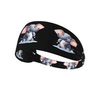 Fascia elastica per capelli sportiva JKIEGOQ Mr. Elephant Taking a Bath, in spandex, morbida, traspirante, ad asciugatura rapida