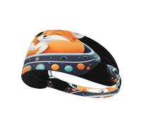 Fascia elastica per capelli sportiva MJHKXLJ Little Fox Sleeping on the Spaceship stampa spandex, morbido, traspirante, ad asciugatura rapida