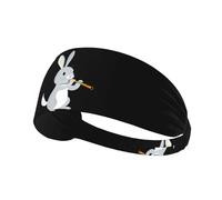 Fascia elastica per capelli sportiva MJHKXLJ Little Grey Rabbit Playing The Flute Printing Spandex, morbida, traspirante, ad asciugatura rapida