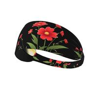 Fascia elastica per capelli sportiva MJHKXLJ Little Red Flowers Under The Sun Printing Spandex, morbida, traspirante, ad asciugatura rapida