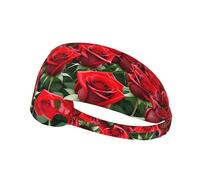 Fascia elastica per capelli sportiva MJHKXLJ Many rose rosse stampa spandex, morbido, traspirante, ad asciugatura rapida