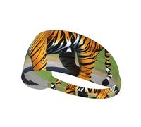 Fascia elastica per capelli sportiva MJHKXLJ Mr. Dancing Tiger stampa spandex, morbido, traspirante, ad asciugatura rapida