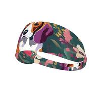 Fascia elastica per capelli sportiva MJHKXLJ Sweet Basset Hound Florals stampa spandex, morbida, traspirante, ad asciugatura rapida