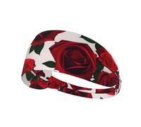 Fascia elastica per capelli sportiva MJHKXLJ Wine e Rose rosse stampa spandex, morbido, traspirante, ad asciugatura rapida