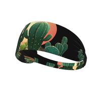 Fascia elastica per capelli sportiva WHJSHOP Cactus Before Sunset Stamp Spandex, morbida, traspirante, ad asciugatura rapida