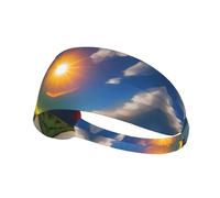 Fascia elastica per capelli sportiva WHJSHOP Sun High in The Sky Stamp Spandex, morbida, traspirante, ad asciugatura rapida