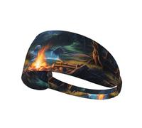 Fascia elastica per capelli sportiva YYHHAOFA Bonfire by the stream Stampa morbida, traspirante, ad asciugatura rapida