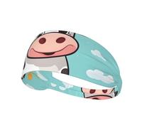 Fascia elastica per capelli sportiva YYHHAOFA Cute Cartoon stampa mucca morbida, traspirante, ad asciugatura rapida