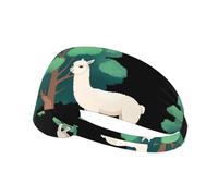 Fascia elastica per capelli sportiva YYHWHJDE Alpaca Under The Tree Prints Spandex, morbida, traspirante, ad asciugatura rapida