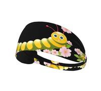Fascia elastica per capelli sportiva YYHWHJDE Caterpillar su petali di fiori stampe spandex, morbido, traspirante, ad asciugatura rapida