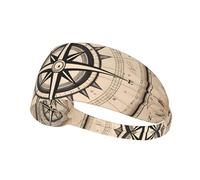 Fascia elastica per capelli sportiva YYHWHJDE Compass Map modello nautico morbido, traspirante, ad asciugatura rapida