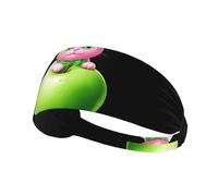 Fascia elastica per capelli sportiva YYHWHJDE con stampa di gatto rosa in The Green Apple in spandex, morbido, traspirante, ad asciugatura rapida
