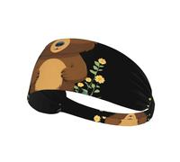 Fascia elastica per capelli sportiva YYHWHJDE Grizzly Bear in The Garden Prints Spandex, morbida, traspirante, ad asciugatura rapida