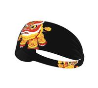 Fascia elastica per capelli sportiva YYHWHJDE Lion Dance con stampe di lunga storia, in spandex, morbido, traspirante, ad asciugatura rapida