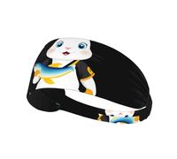 Fascia elastica per capelli sportiva YYHWHJDE Little White Rabbit Holding Fish Prints Spandex, morbida, traspirante, ad asciugatura rapida