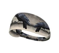 Fascia elastica per capelli sportiva YYHWHJDE Night Crow Pattern morbido, traspirante, ad asciugatura rapida