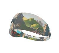 Fascia elastica per capelli sportiva YYHWHJDE Outside the Castle Gate Pattern Soft, traspirante, ad asciugatura rapida