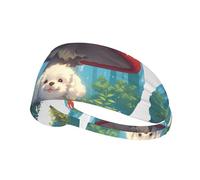Fascia elastica per capelli sportiva YYHWHJDE Puppy in The Mushroom Prints Spandex, morbida, traspirante, ad asciugatura rapida