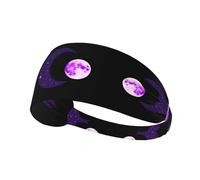 Fascia elastica per capelli sportiva YYHWHJDE Purple Moon Hanging in The Starry Sky Pattern Spandex, morbido, traspirante, ad asciugatura rapida