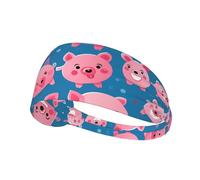 Fascia elastica per capelli sportiva YYHWHJDE smile rosa maiale modello morbido, traspirante, ad asciugatura rapida