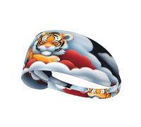 Fascia elastica per capelli sportiva YYHWHJDE Tiger cubs in the clouds Pattern Soft, traspirante, Quick-Dry
