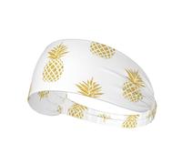 Fascia elastica per capelli, unisex, con sfondo di ananas, per sport all'aria aperta, yoga, corsa, fitness