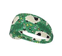 Fascia elastica per esercizi con stampa di pecore in stile cartone animato, traspirante e confortevole per sport, yoga, ciclismo e altro