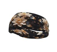 Fascia elastica per esercizi di corsa, yoga, uomini e donne, corsa, basket, fitness, fascia elastica bohémien color oro loto sportivo che assorbe il sudore,