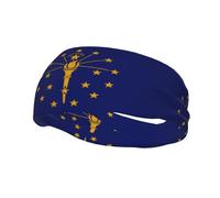 Fascia elastica per esercizi di corsa, yoga, uomini e donne, corsa, basket, fitness, fascia elastica per la testa, con bandiera dello stato dell'Indiana, fascia per assorbire il sudore,