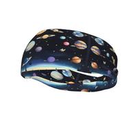 Fascia elastica per esercizi di corsa, yoga, uomini e donne, corsa, basket, fitness, fascia elastica per sport Saturno Jupiter Earth che assorbe il sudore,