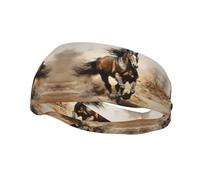 Fascia elastica per il sudore con stampa di cavalli occidentali, adatta per corsa, ciclismo e yoga