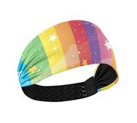 Fascia elastica per il sudore con strisce colorate arcobaleno, antiscivolo, per donne, per allenamenti, lavaggio viso, uso quotidiano