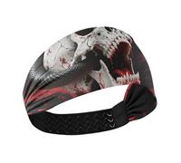 Fascia elastica per il sudore da donna, con teschi e serpenti, stile gotico, colore: rosso e nero